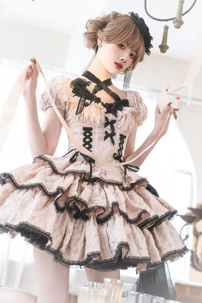 Sweet Dark Lace Up Lolita Dress