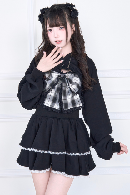 Ribbon Vest + Short Sweatshirt