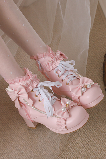 Pearl Ribbon Sweet Lolita Boot