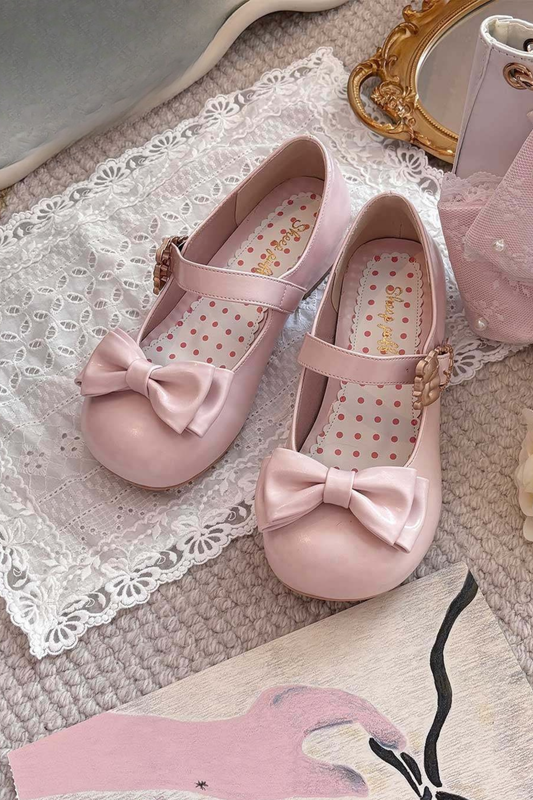 Glossy Color Ribbon Shoes