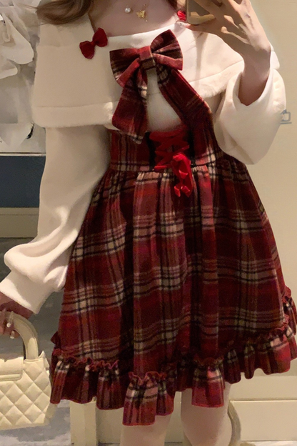 Red Plaid Sweet Girly Dress