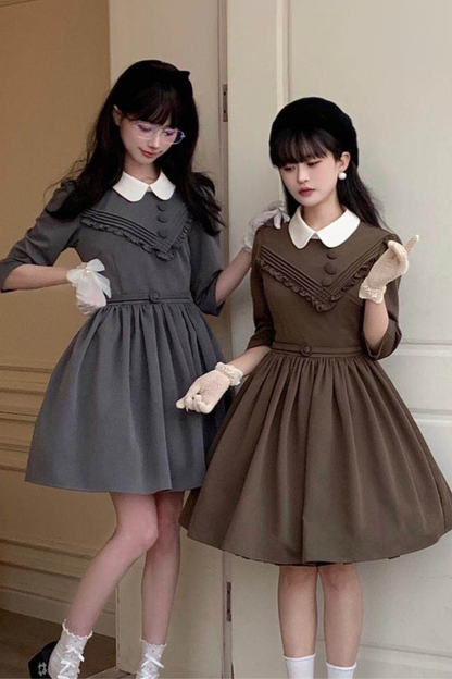 Retro Preppy Mid-sleeve Lolita Dress