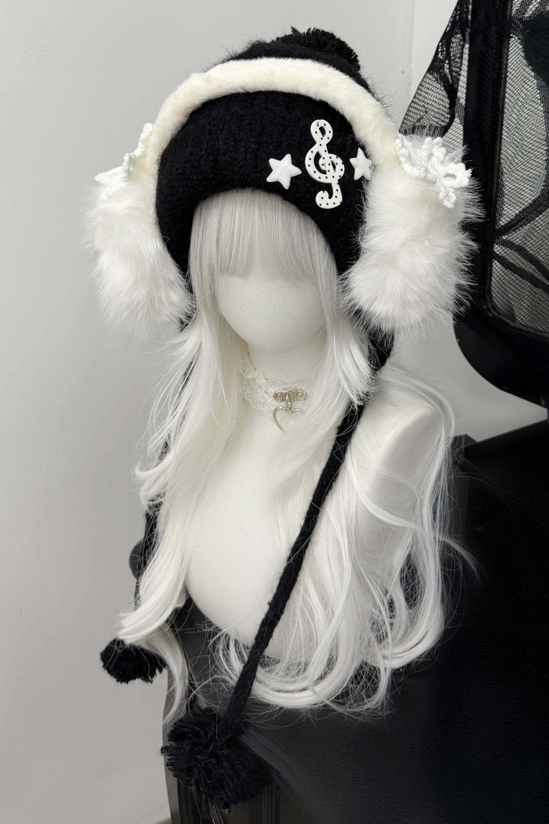 Snow Music Knit Hat + Ear Muffs