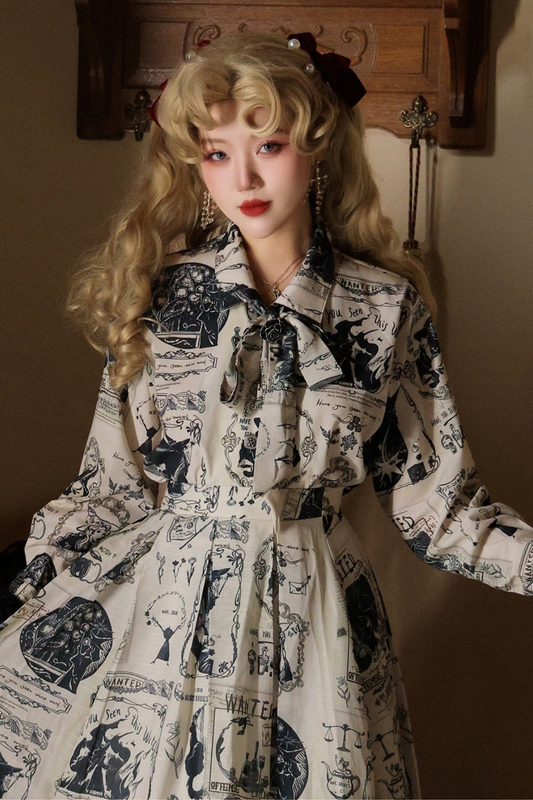 Lantern Sleeve Ribbon Handsome Blouse
