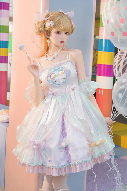 Candy Pop Balloon Lolita Jumperskirt + Pearl Necklace