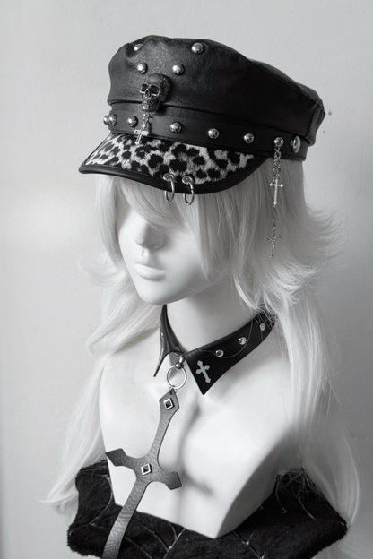 Dark Rivet Y2k Leather Buckle Subculture Cap