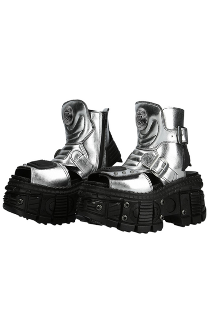 Silver Black Mode Dark Boots