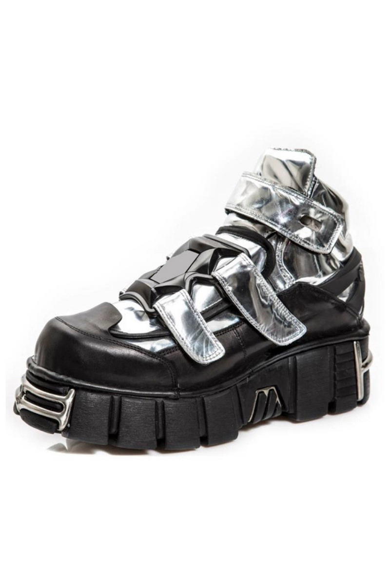 Dark Silver Design High-top Shoes