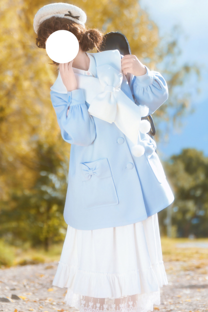 Heart Single Breasted Loose Wool Coat + Skirt