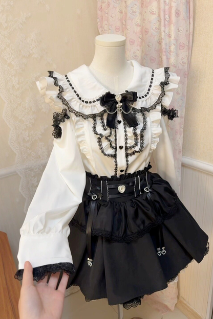 Sweet Girly Long Sleeve Top + Tiered Skirt