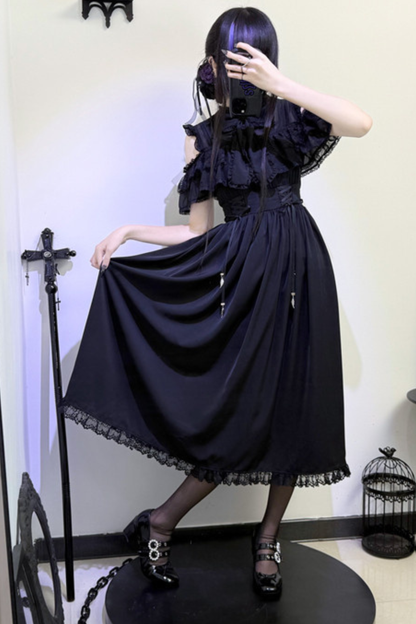 Dark Style Off Shoulder Lace Dress