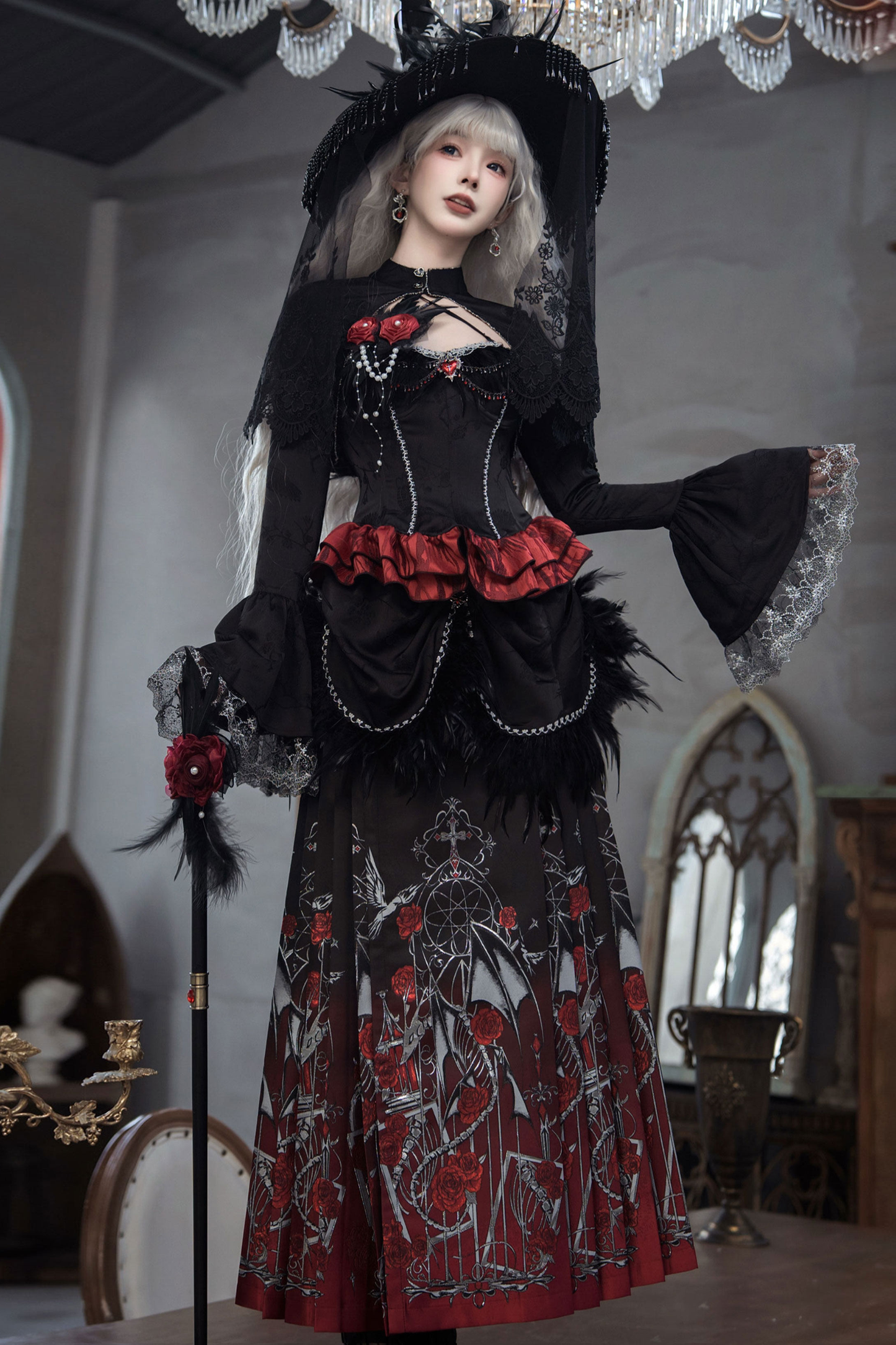 Gothic Gradient Gothic Skirt + Top + Cardigan + Shirt