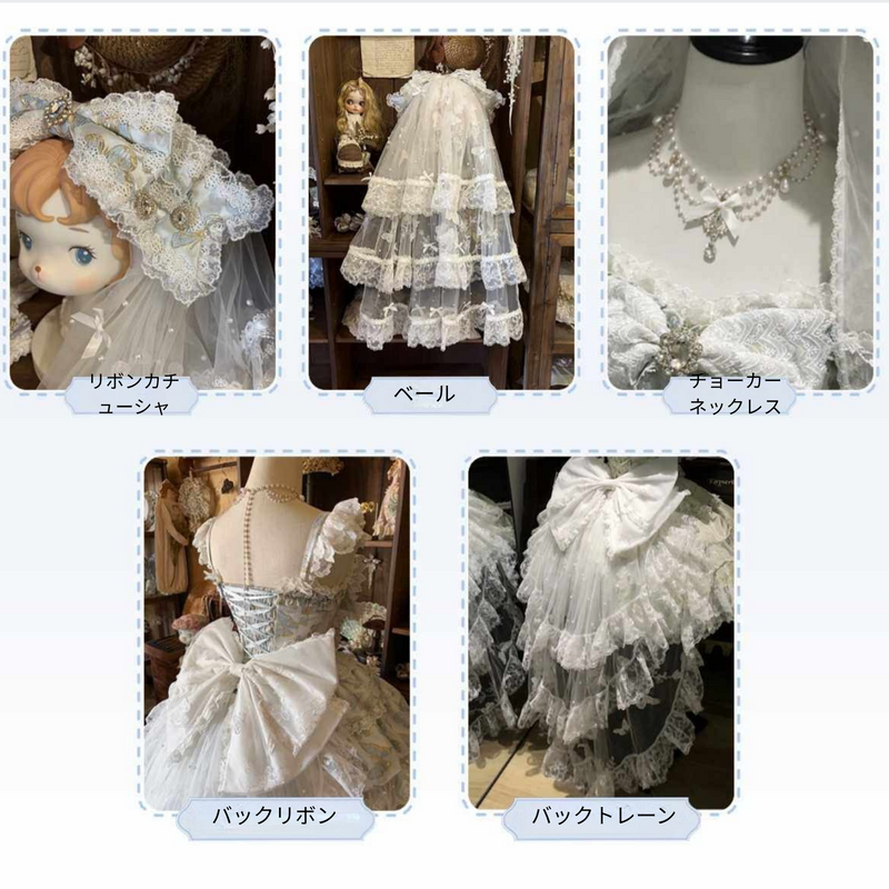 [pre-order Deadline: May 13] Blue/white/light Green Butterfly Fantasy Dress + Complete Set