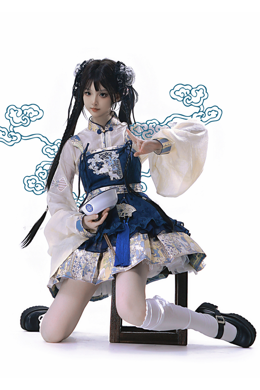 Chinese-style Suspender Skirt + Shirt + Accessories