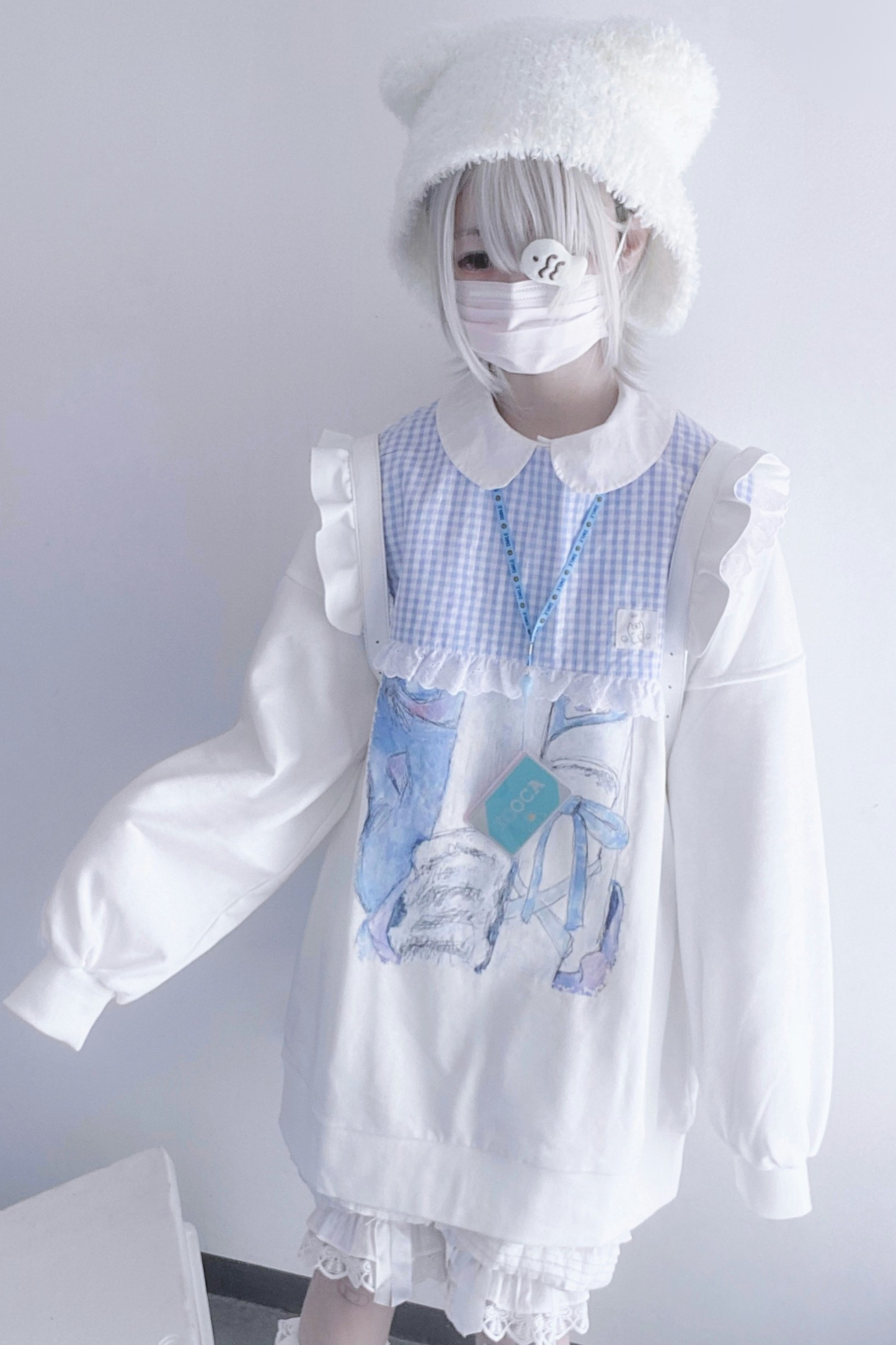 [angel Neighborhood] White Bird Aqua Loose Sweatshirt Dress