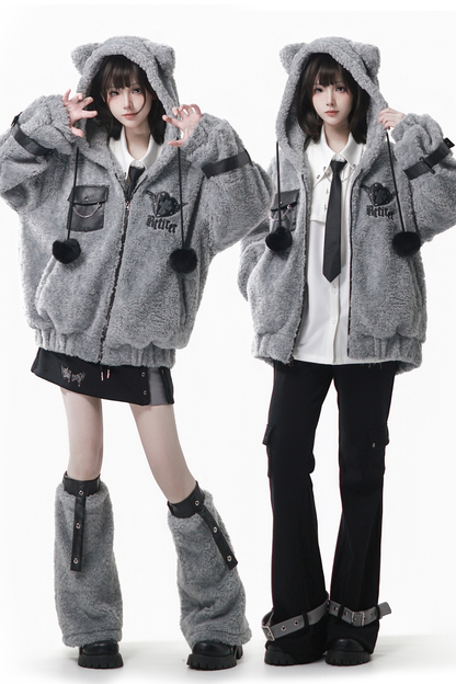 Patchwork Fur Hooded Coat + Pants + Shirt + Skirt + Leg Warmers