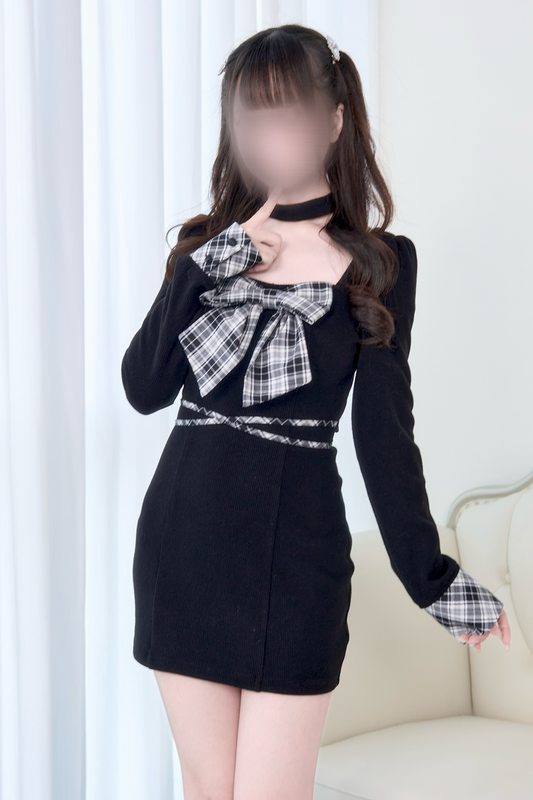 Plaid Ribbon Knit Dress