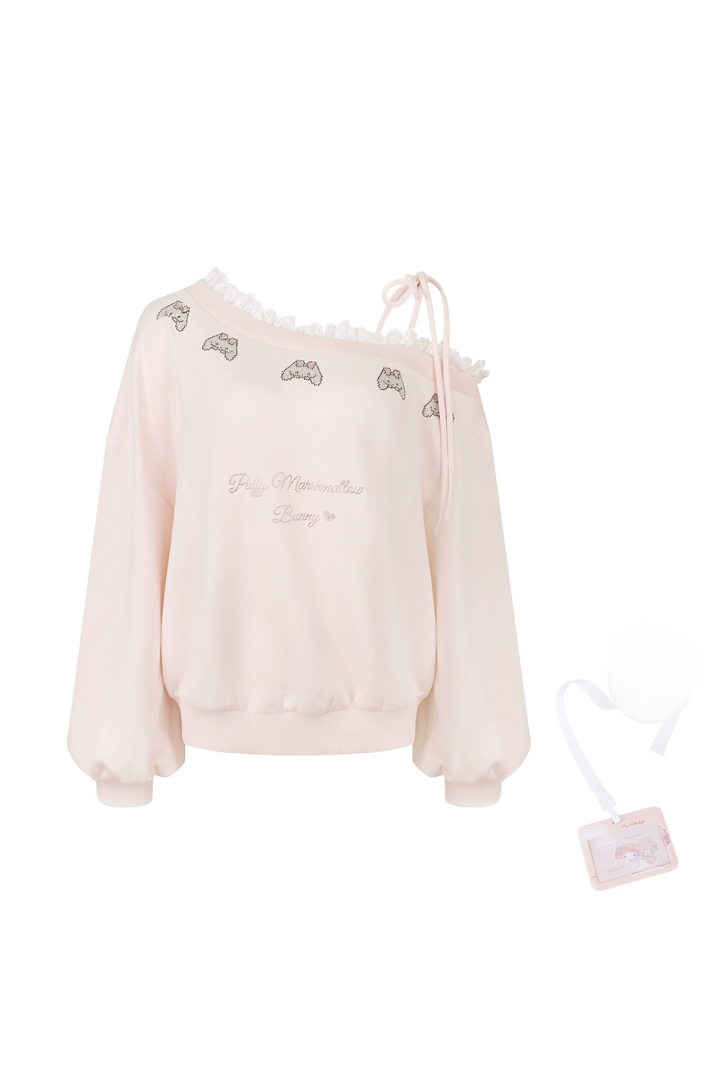 One Shoulder Sweet Sweatshirt + Shorts