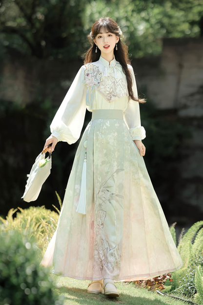 Retro China Top + Long Skirt