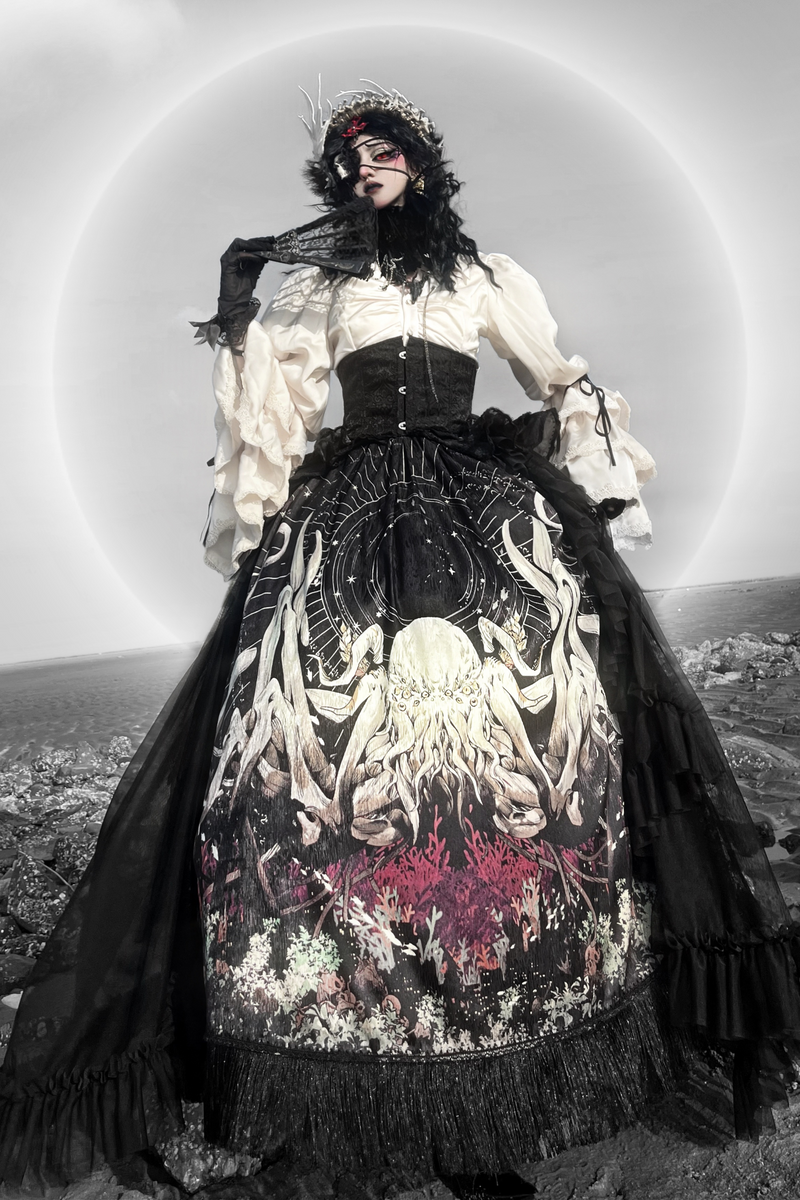 Cthulhu Gothic Dark Lolita Shirt + Skirt + Tail + Corset