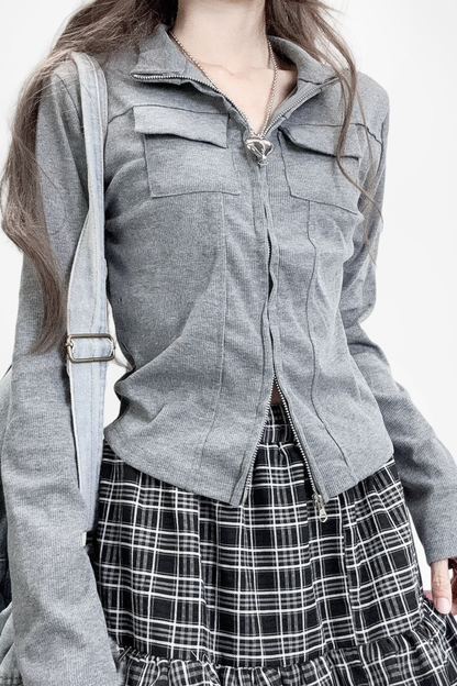 Slim Zip Cardigan