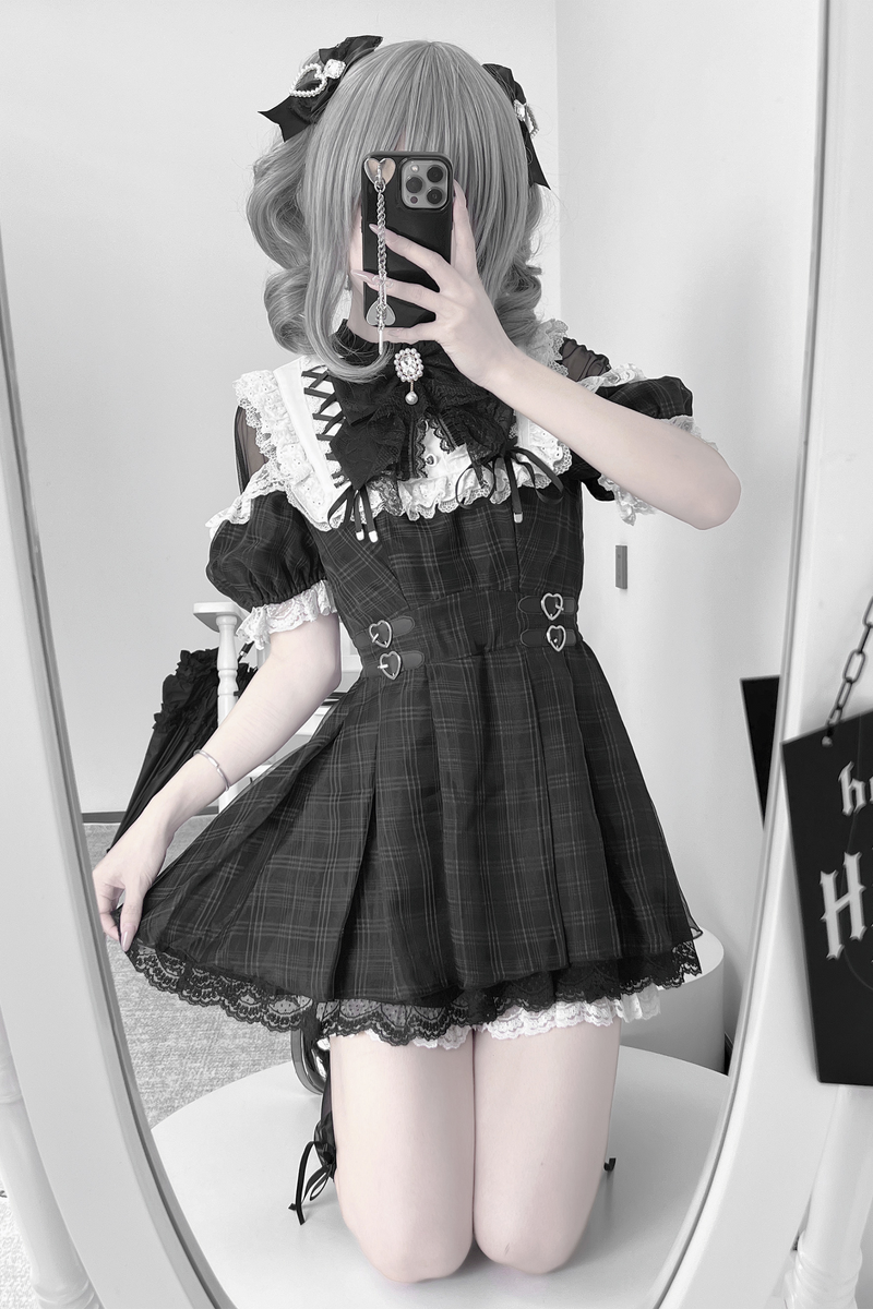 [pre-order] Angel Heart Checkered Dark Kawaii Dress