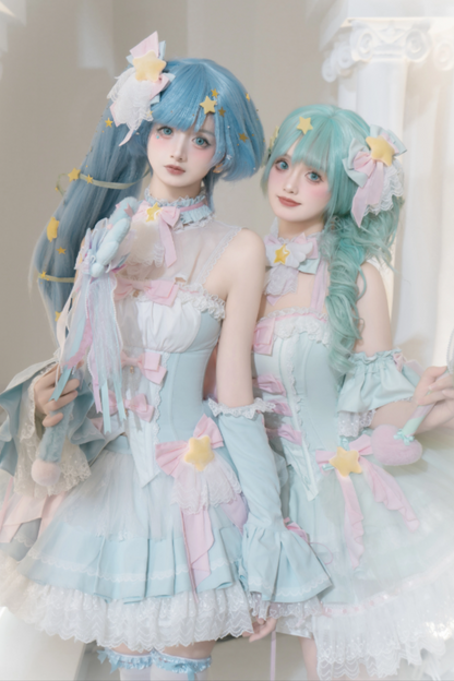 Magic Fairy Sparkling Water Lolita Top + Skirt + Hair Clip + Tail + Magic Stitching