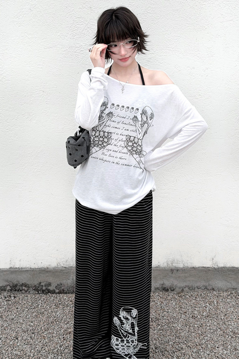 One Shoulder Top + Innerwear + Loose Pants