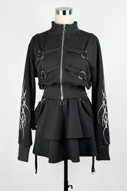 Gothic Print Jacket + Skirt
