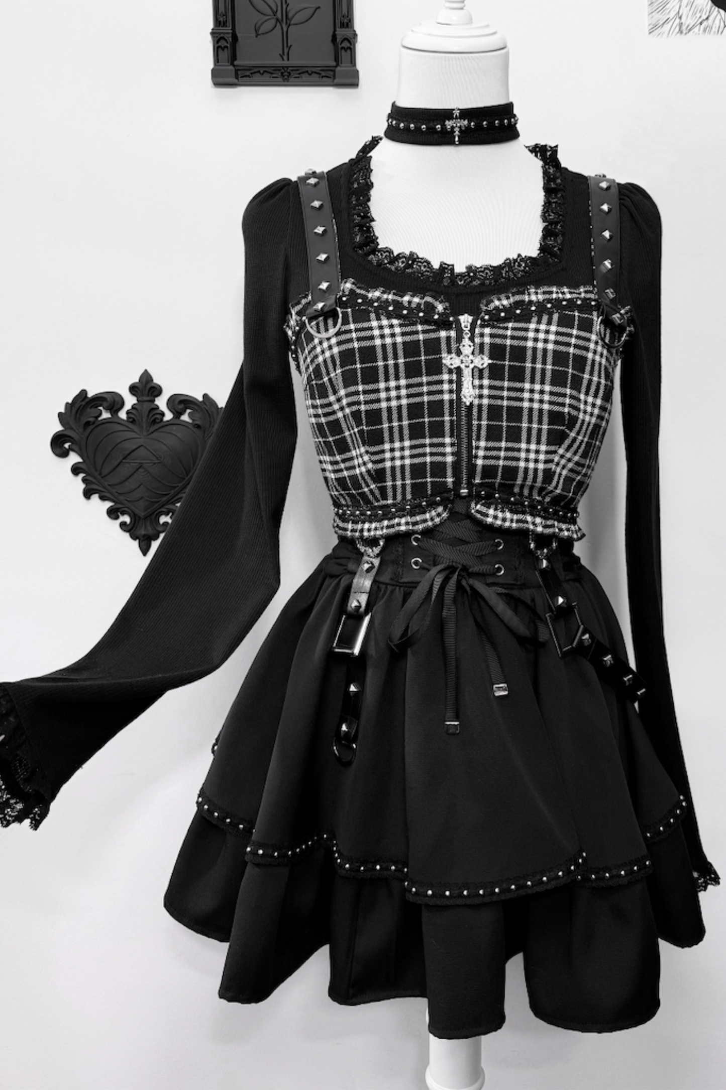 Dark Galaxy Lace Gothic Top + Skirt