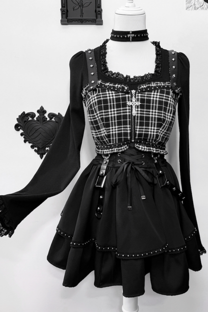 Dark Galaxy Lace Gothic Top + Skirt