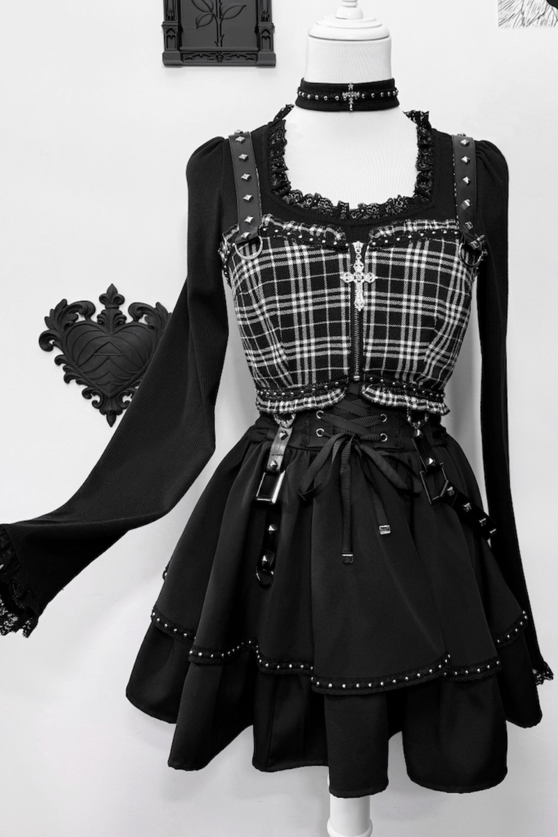 Dark Galaxy Lace Gothic Top + Skirt