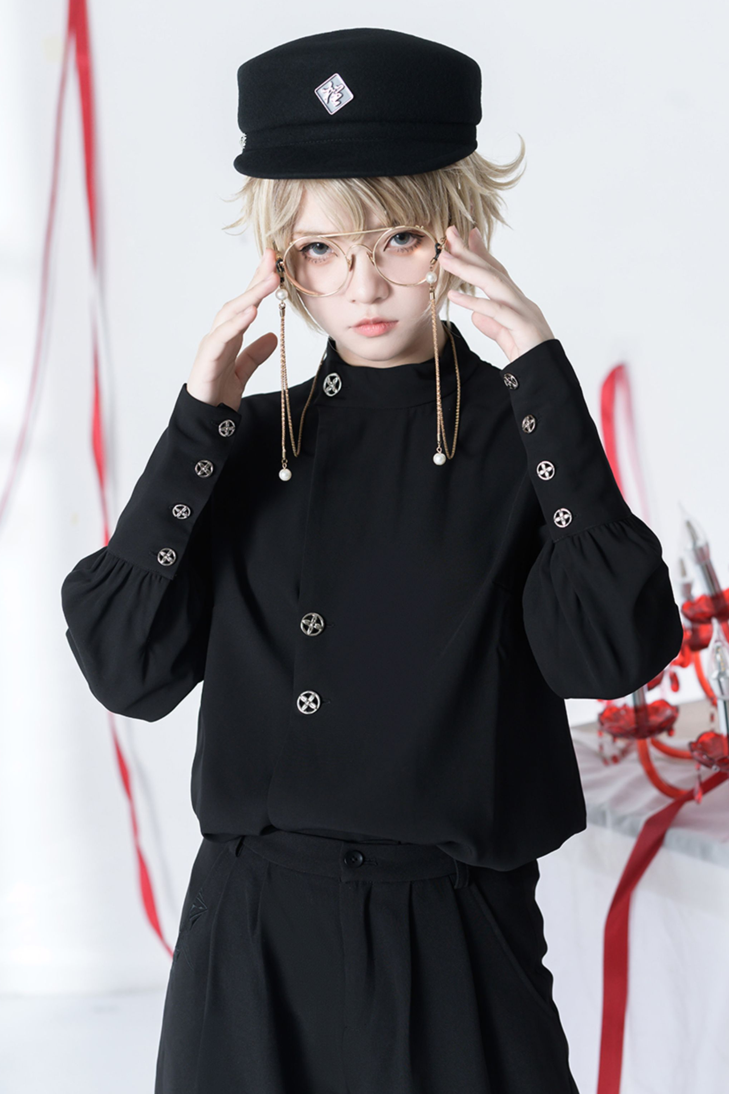 Retro Mode Stand Collar Blouse