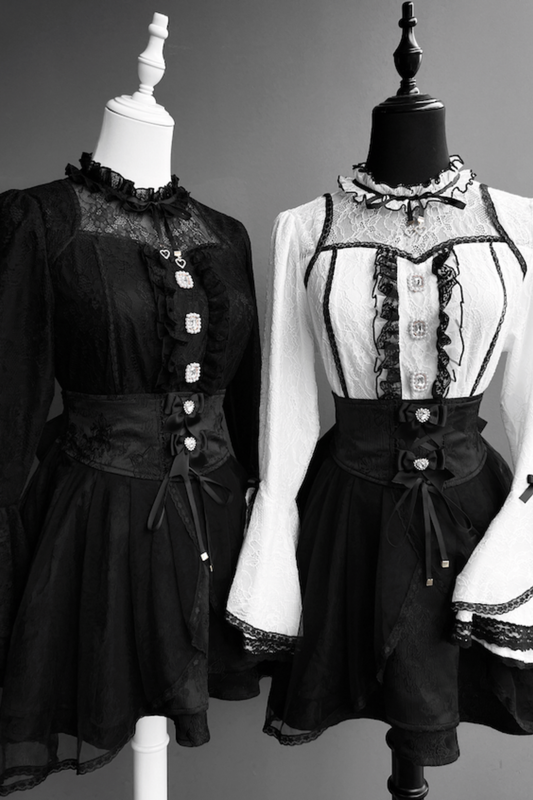 Lace Flare Sleeve Blouse + Skirt