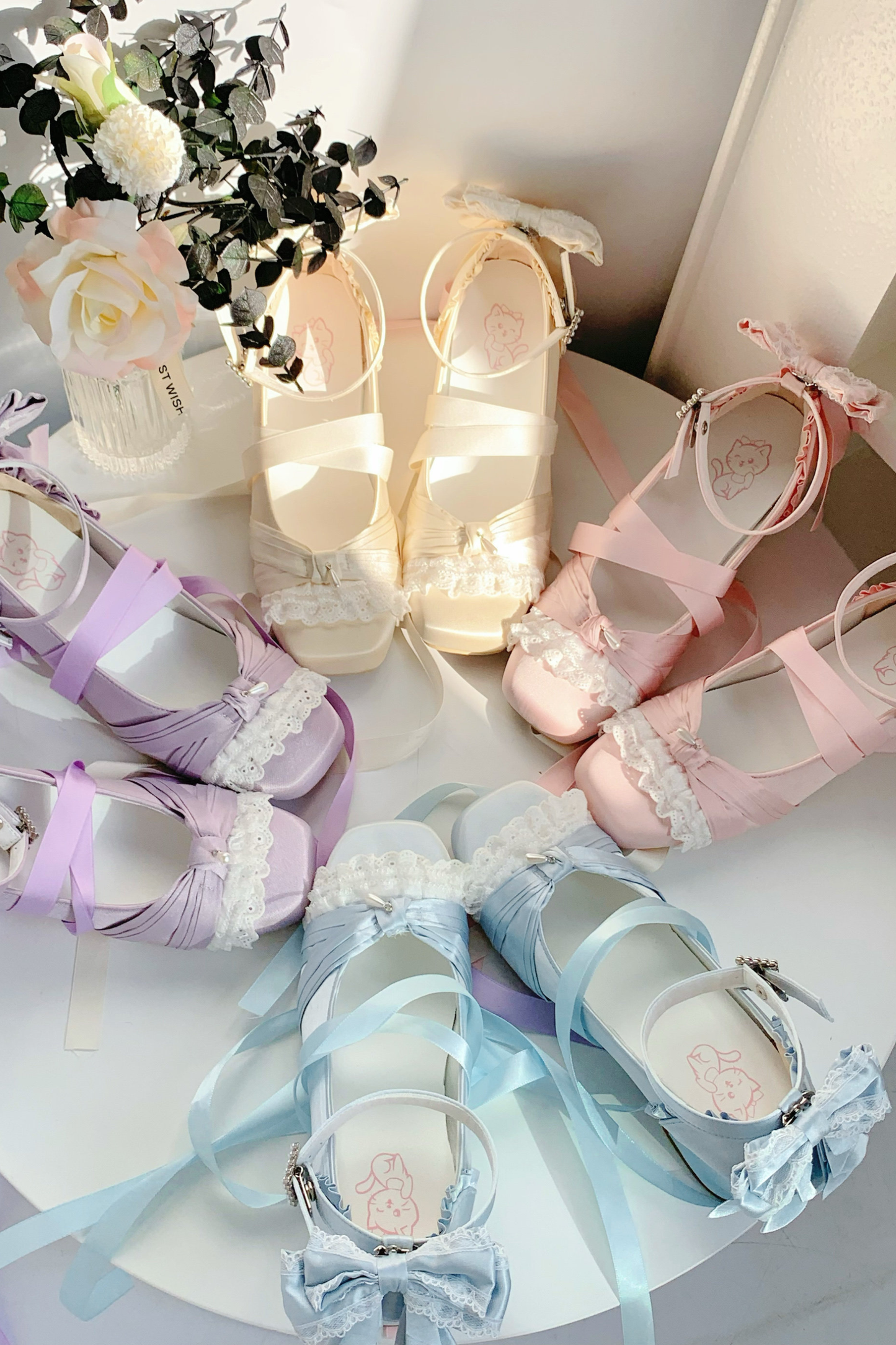 Lace-up Square Toe Ballet Heels
