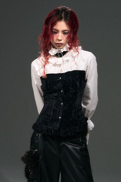 Velvet Lace Up Blouse