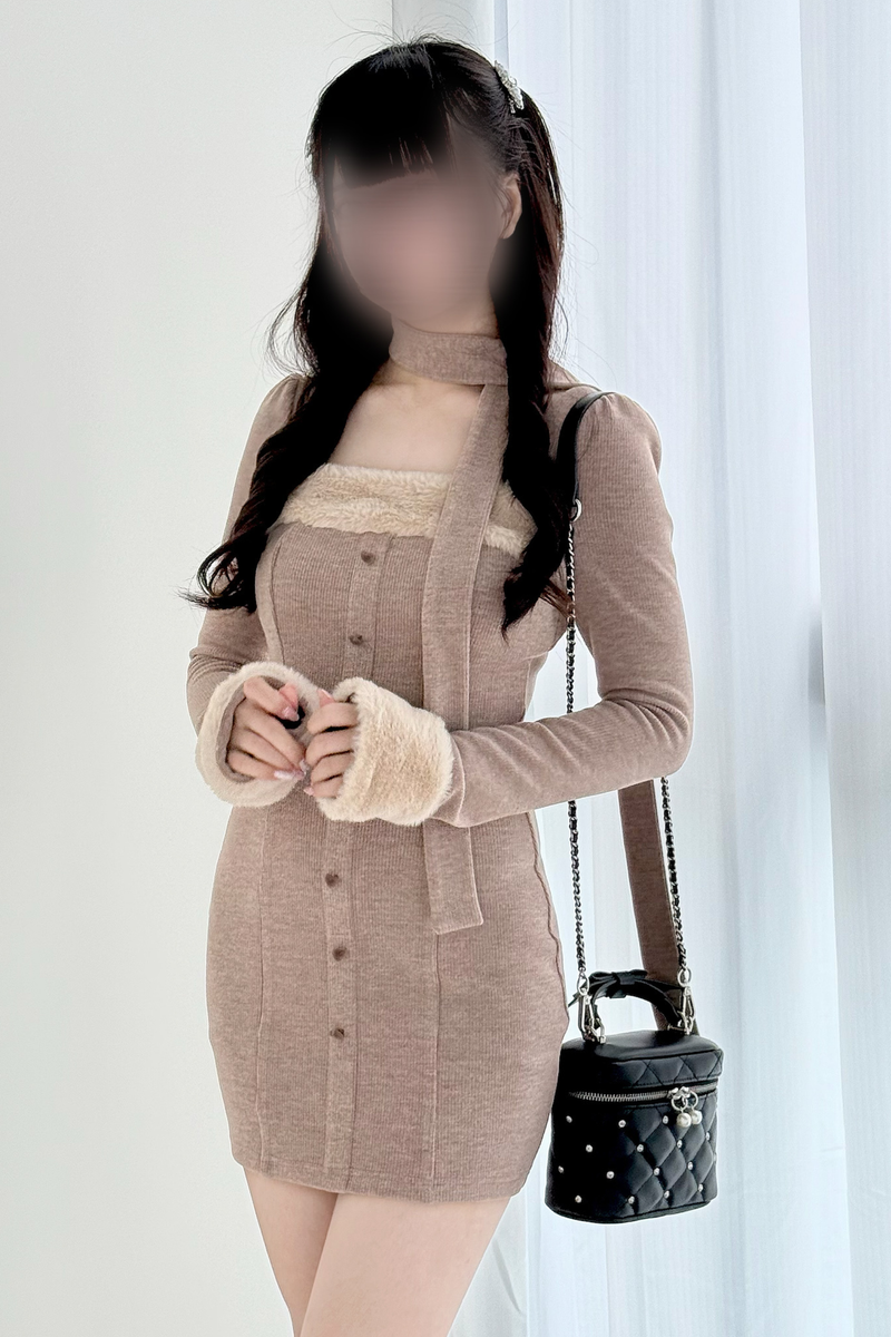 Point Fleece Design Tight Dress