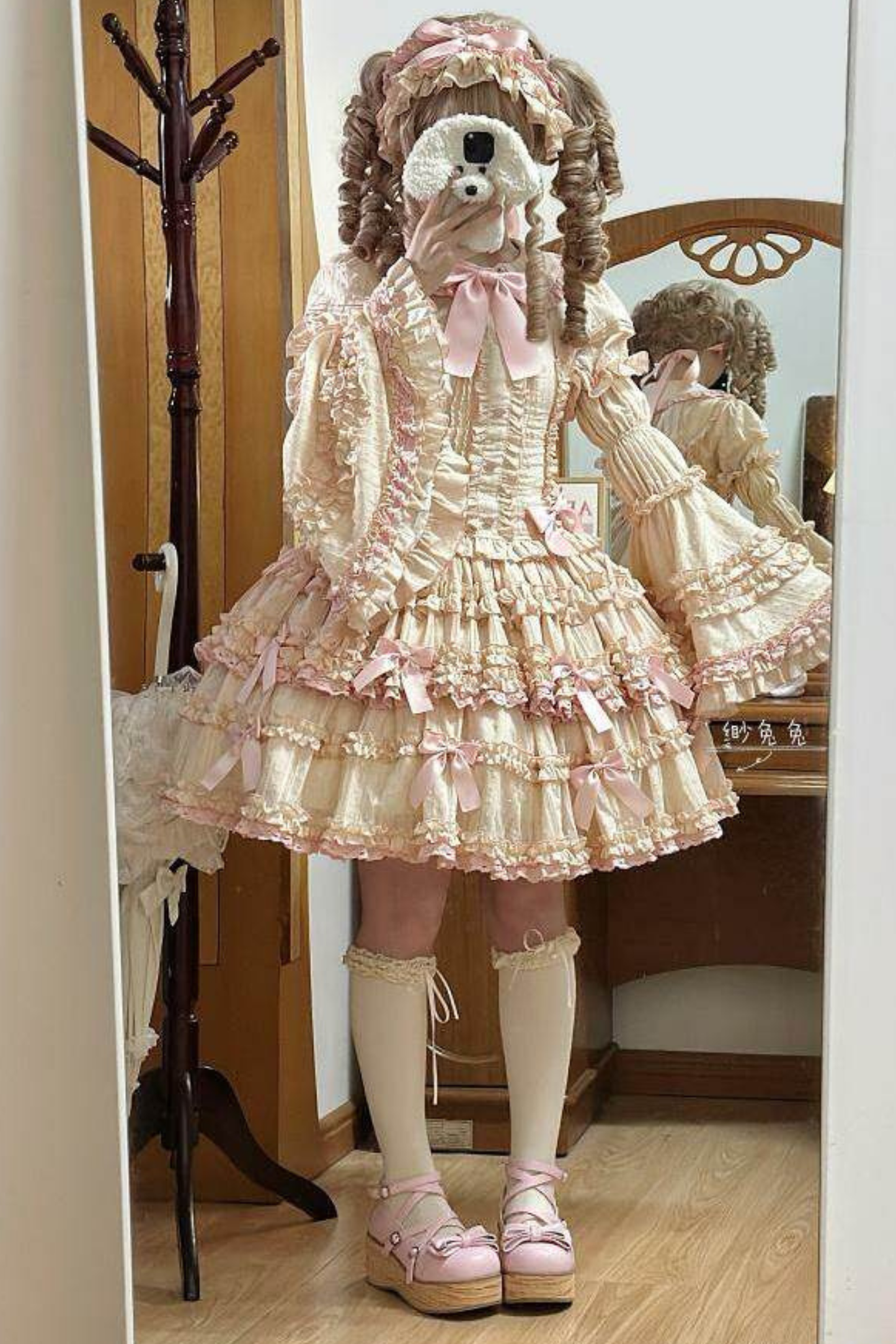 Pure Girl Ribbon Lolita Skirt + Innerwear + Vest + Hair Band + Sleeve