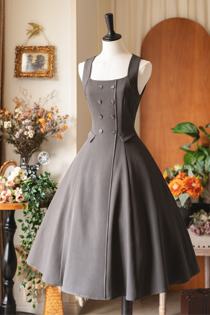British Style Retro Sleeveless Dress