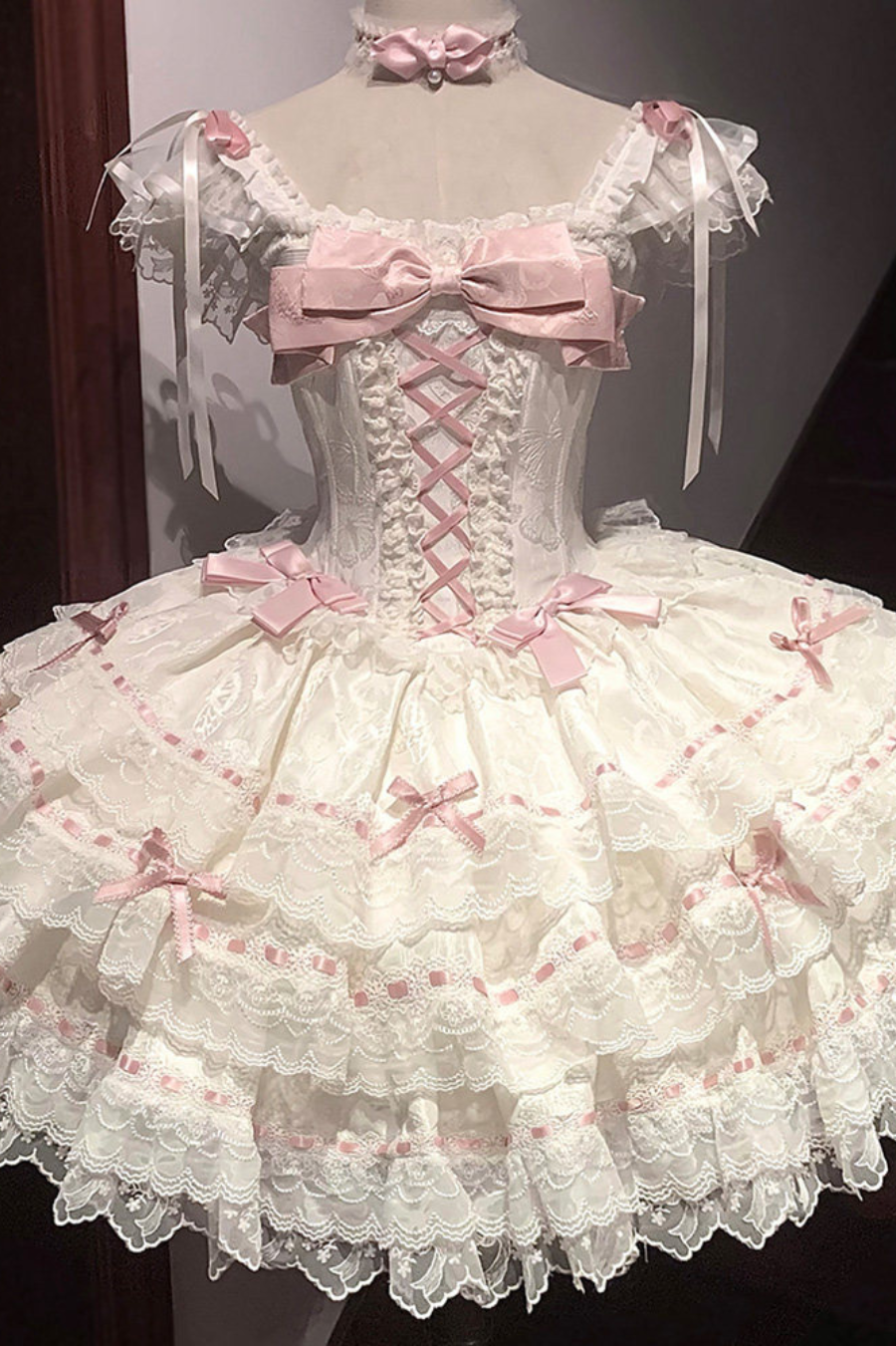 【予約商品】プリンセスリボンレースアップロリータドレス+アクセサリー