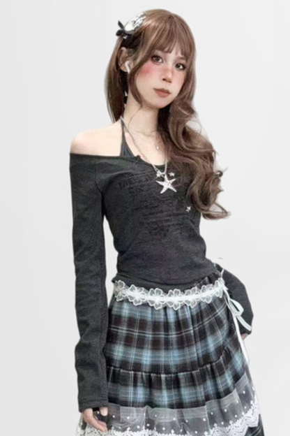 Y2k Off Shoulder Neck Design Top