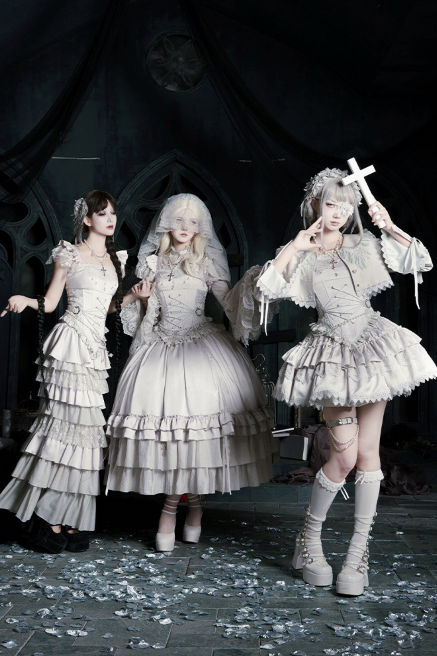 Gothic Lolita Skirt + Corset + Veil + Necklace + Waist Chain