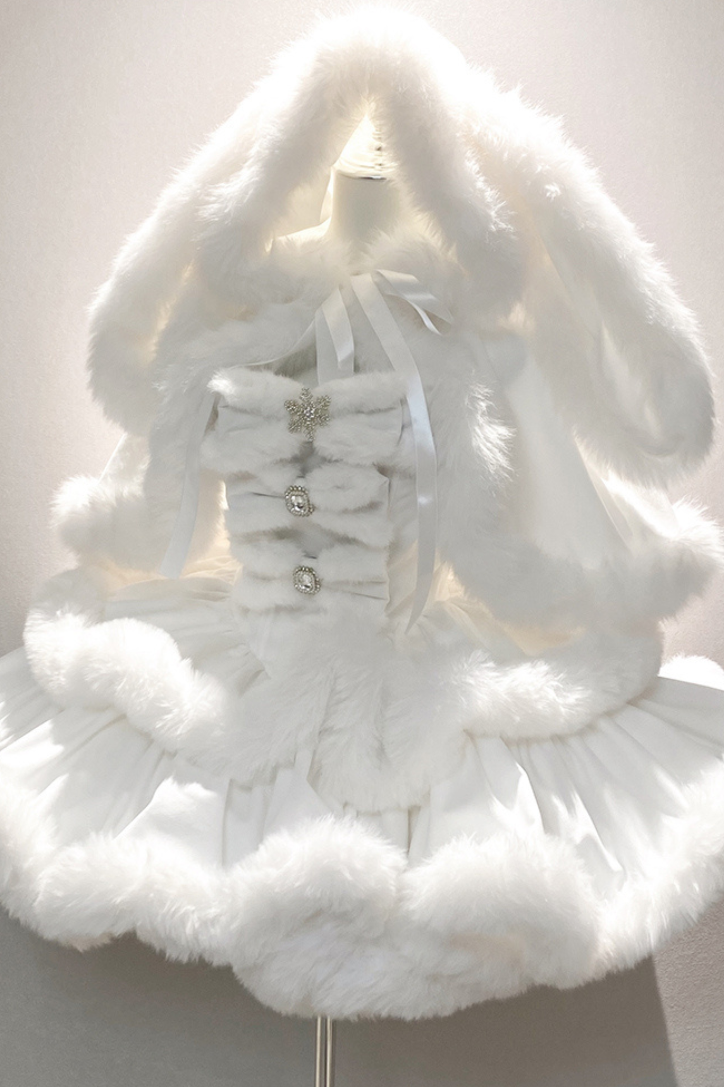 Angora Fur Princess Dress + Rabbit Cape + Sheer Tail