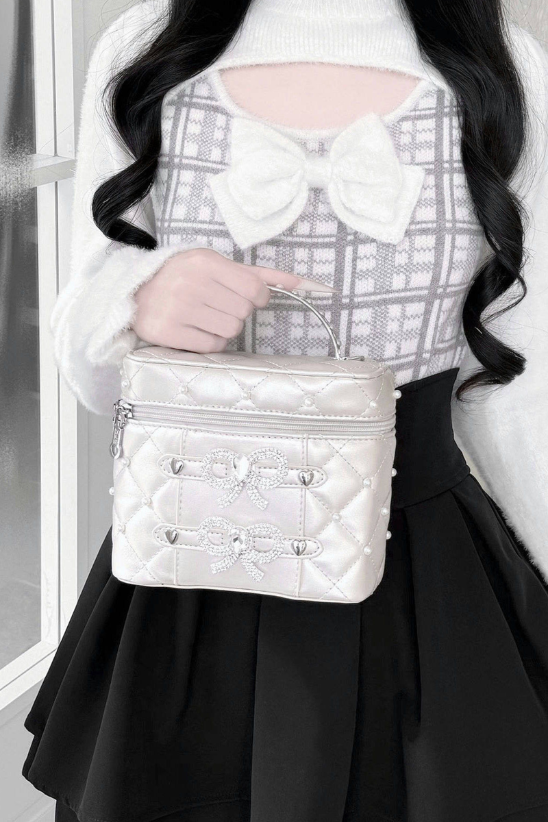 Pearl Rhinestone Lace Box Bag
