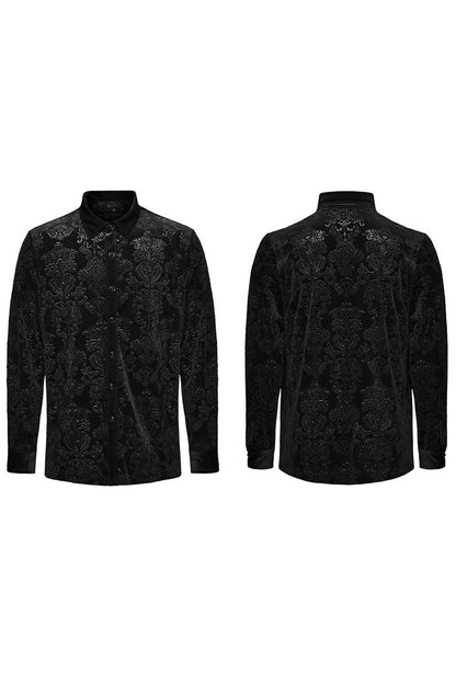 Long Sleeves Embossed Velvet Print Gothic Blouse 2 Colors