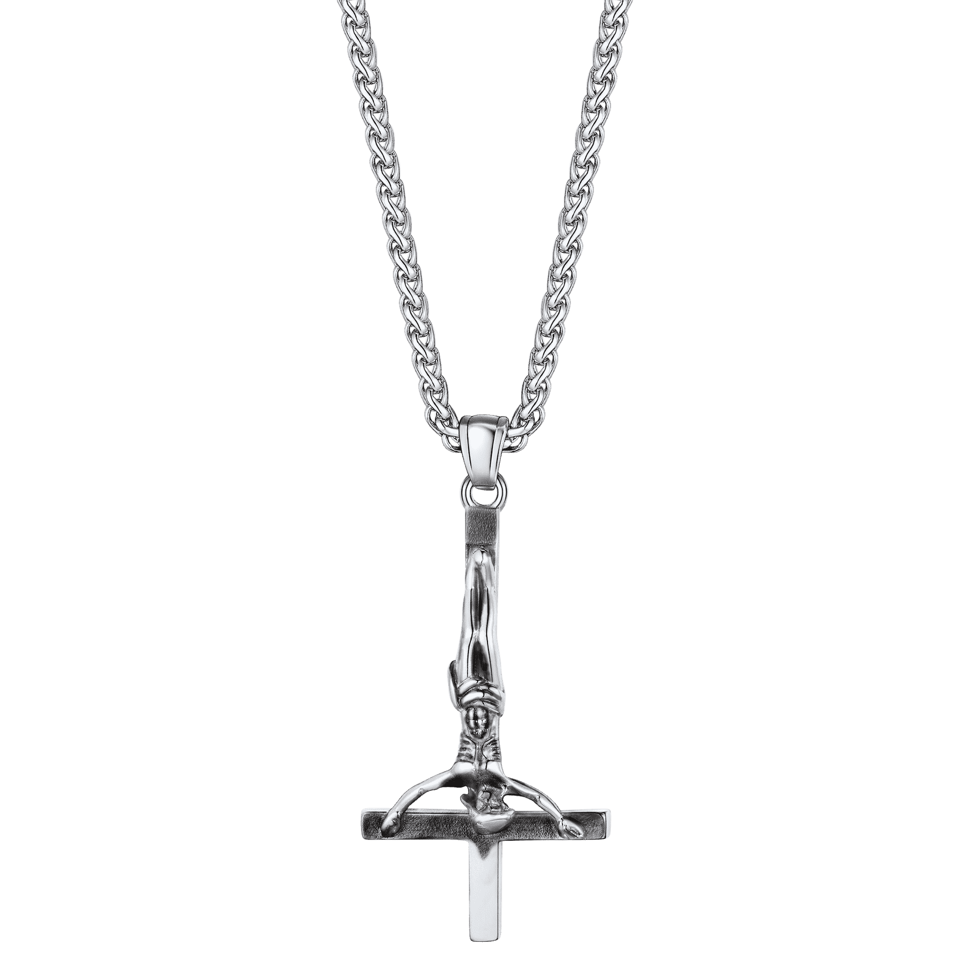 Unside Down Cross Crucifix Necklace Pendant for