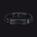 Custom Braided Black Engraved Leather Bracelet Cuff for