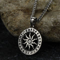 Viking Sun Wheel Rune Pendant Necklace for