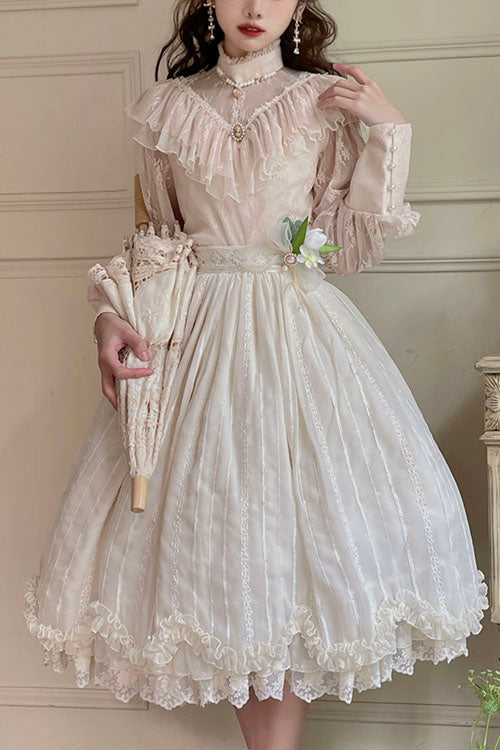 Ivory Tulip Multi-layer Ruffled Classic Lolita Skirt Dress