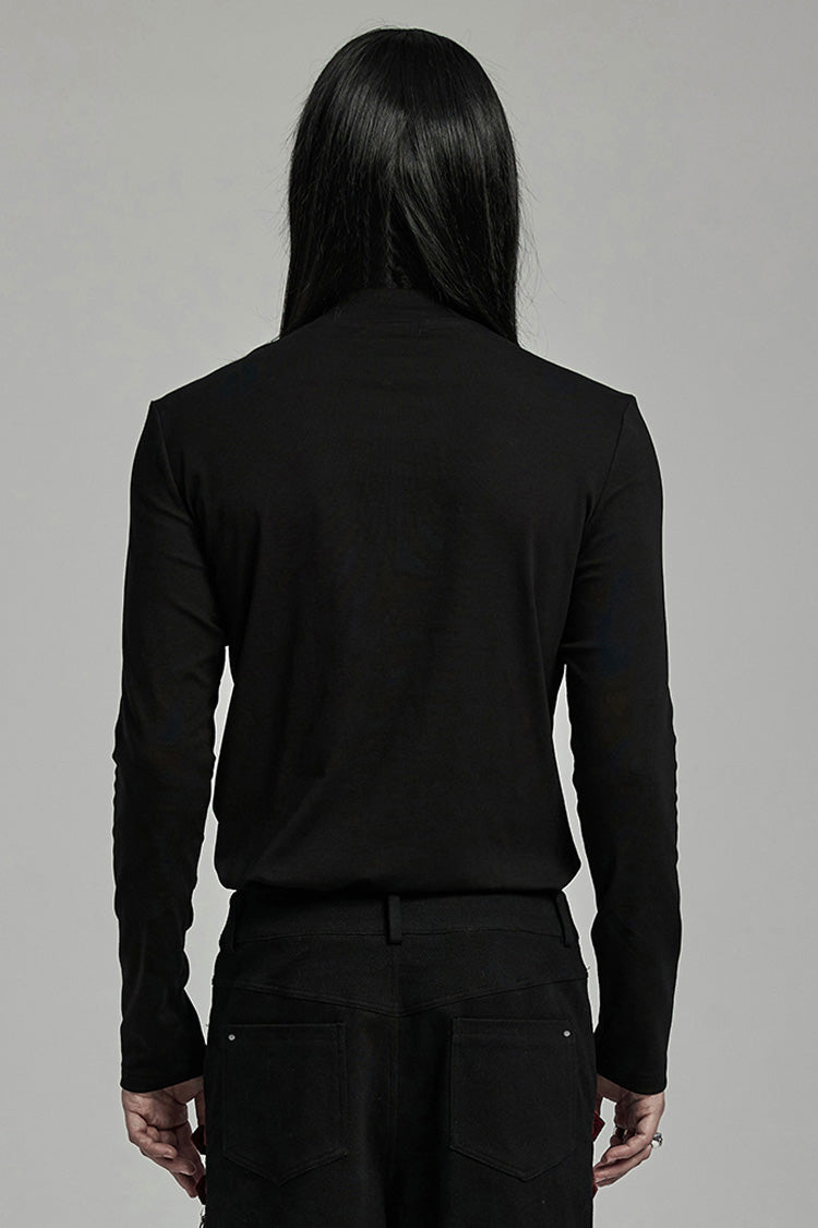 Black/red Long Sleeves Stitching Lace-up Ripped Punk Blouse